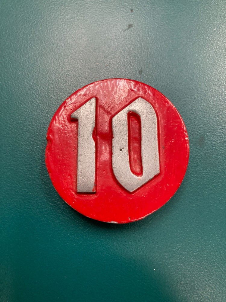 MILLS 10 CENT, DIME DENOMINATION BUTTON ORIGINAL PART HI TOP