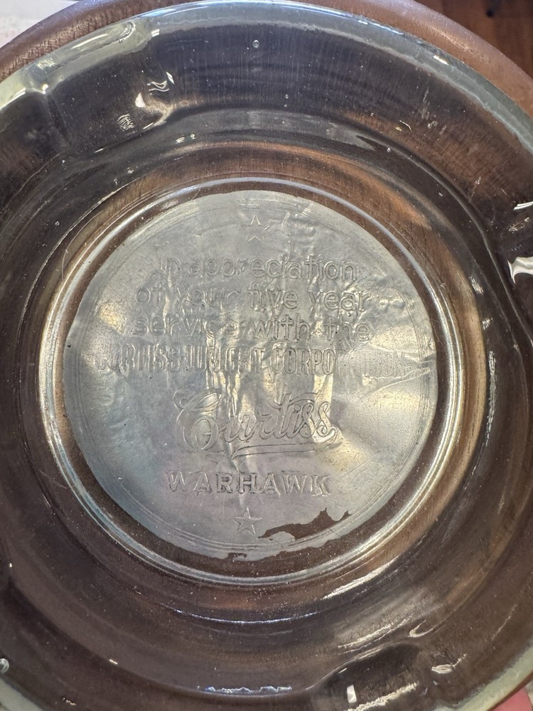 1930s Curtiss Wright Aviation Warhawk Ashtray 7"