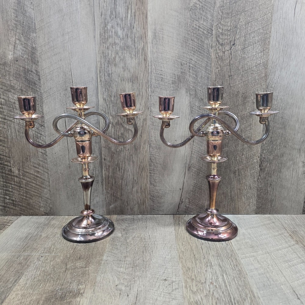 2 VINTAGE Silver Plated Candle Stick, No Makers Mark