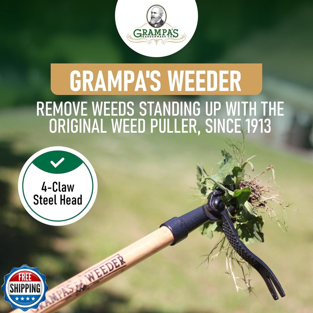 Grampa's Weeder - The Original Stand Up Weed Puller Tool with Long Handle - M