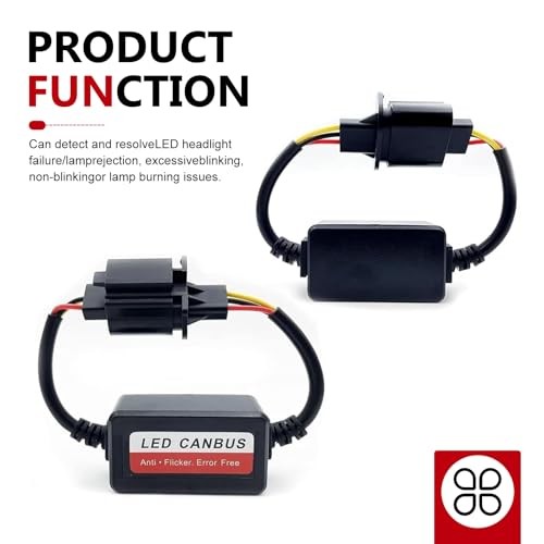 2PCS Car LED Light Decoder, H13/9008 Car LED Bulb Anti Flicker Harness, Plug &