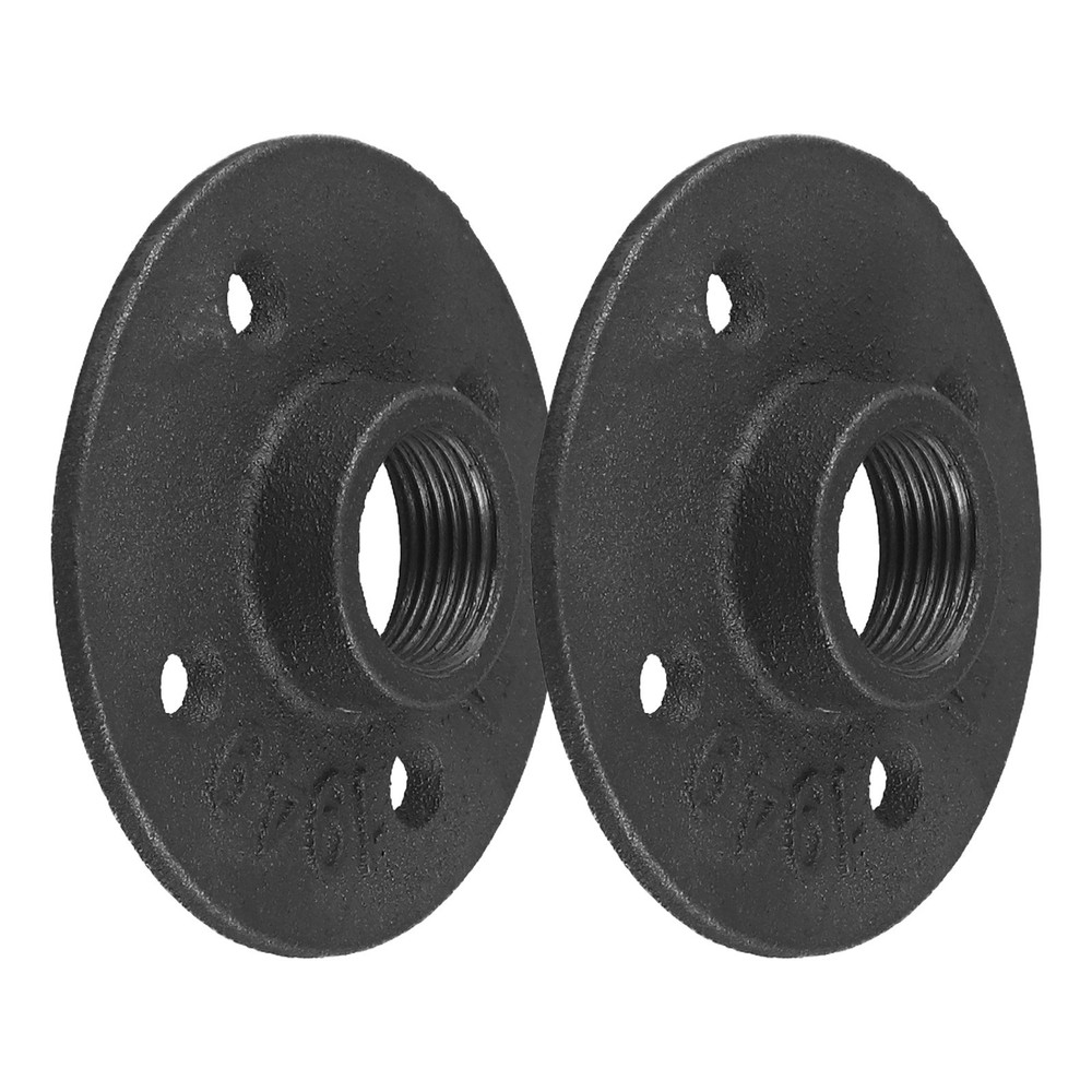 3/4 Black Painted Floor Flange with Threaded H 2 Pack Strong Connection