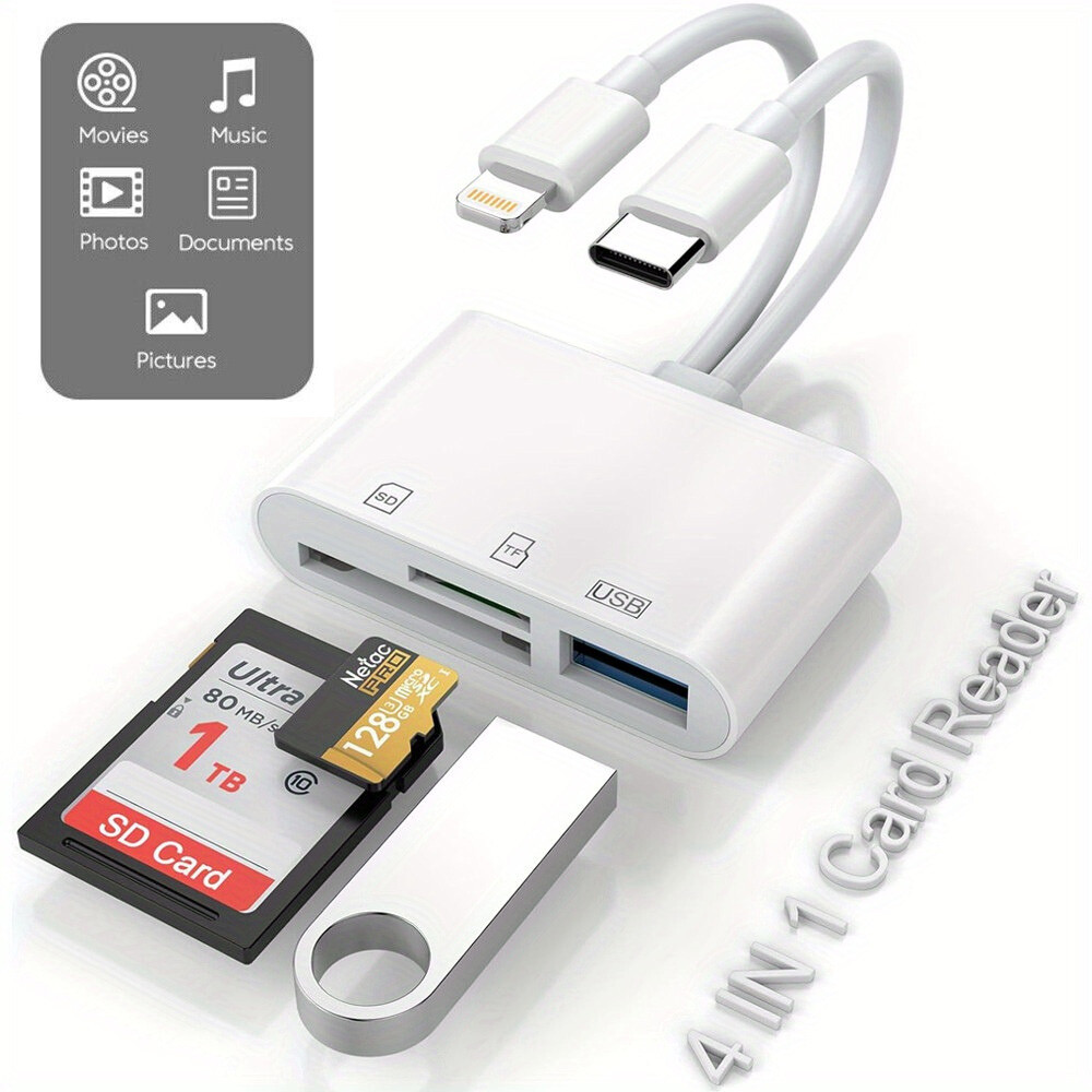 5-in-1 USB3.0/SD/TF Card Reader for iPhone/iPad/Android/PC OTG Adapter Plug&Play