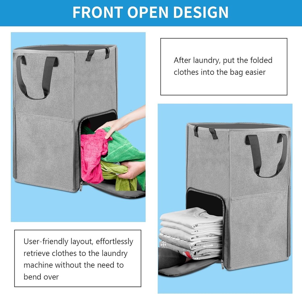 Laundry Backpack Bag, 2 in 1 Laundry Hamper Basket, Adjustable Shoulder Straps
