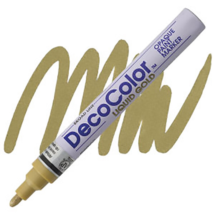 DecoColor, Paint Marker, Gold Ink, Broad Point, Opaque Marker, Permanent, Gloss