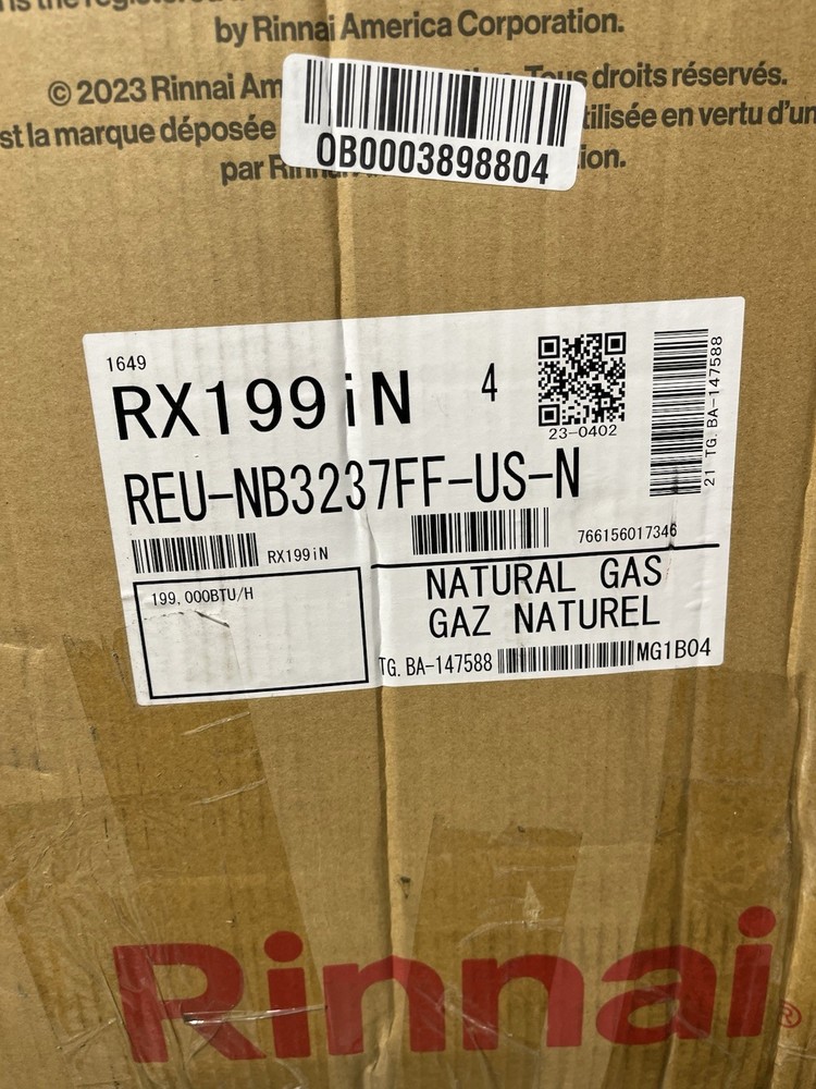 Rinnai RX199iN Tankless Water Heater 199k BTU Nat Gas/Propane (B-1 #1570)