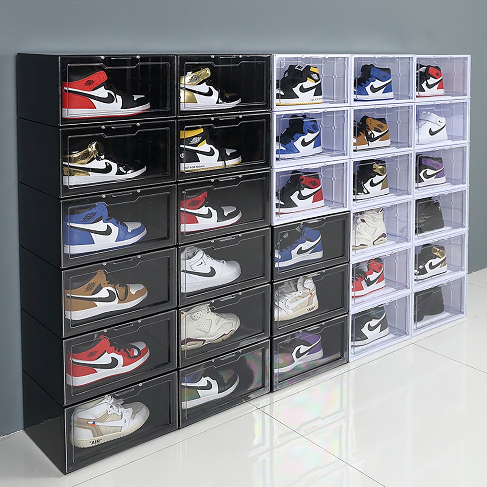 1Pc/4Pcs LED Shoe Box Drop Side Stackable Light Up Sneaker Display Storage Cases