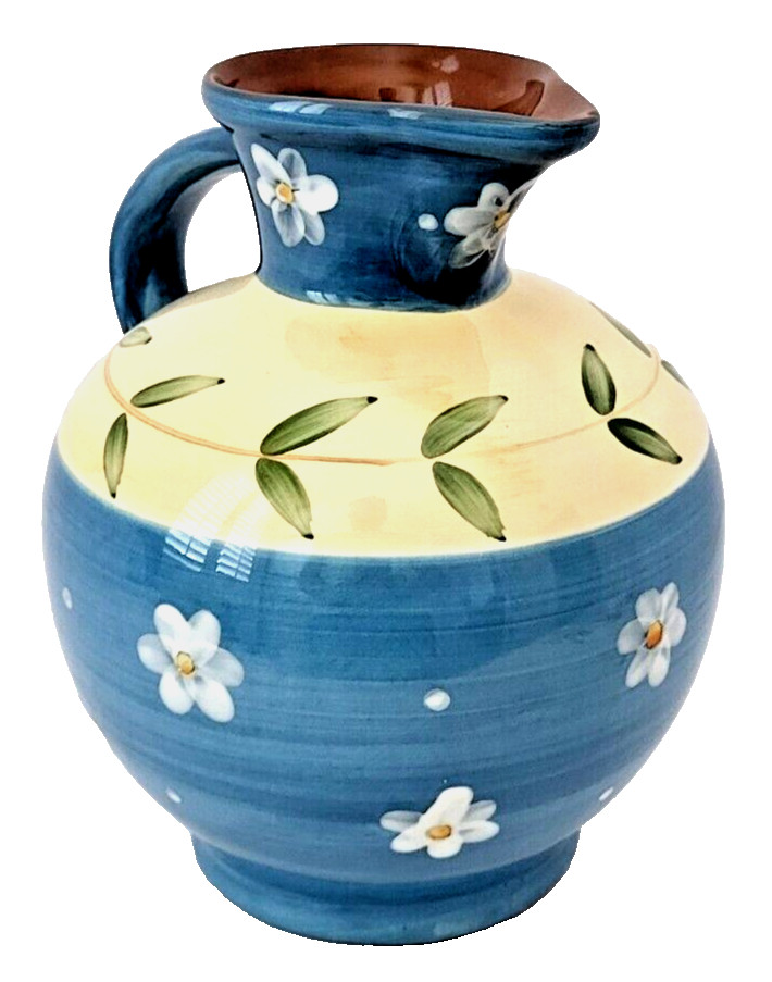 Vtg. Noho Studio Ceramic 2 Quart Pitcher Hand Painted Floral