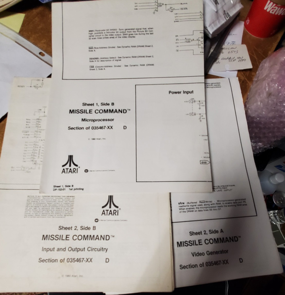 Atari MISSILE COMMAND Arcade Video Game Schematics-2 Large Fold Out Sheets!