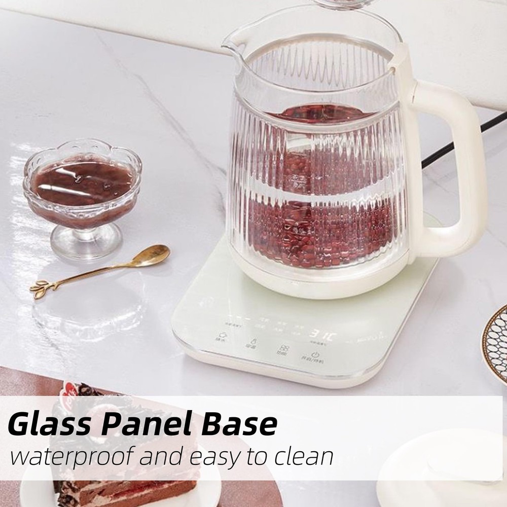 Health Pot, 1.5L Double-Layer Glass Electric Kettle with Stew Pot, 9-in-1 Mul...