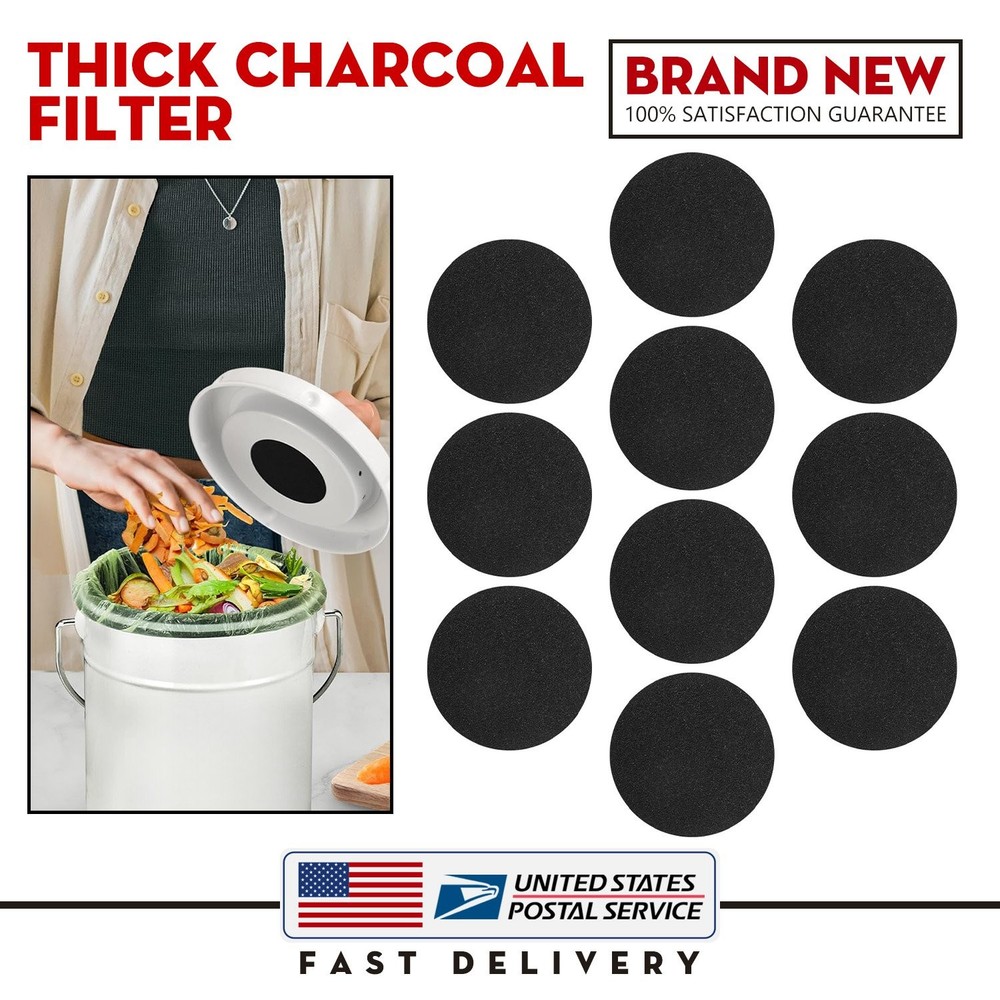 10 Pack 6.7 Inch Compost Bin Replacement Filters Thickened Odor Absorption