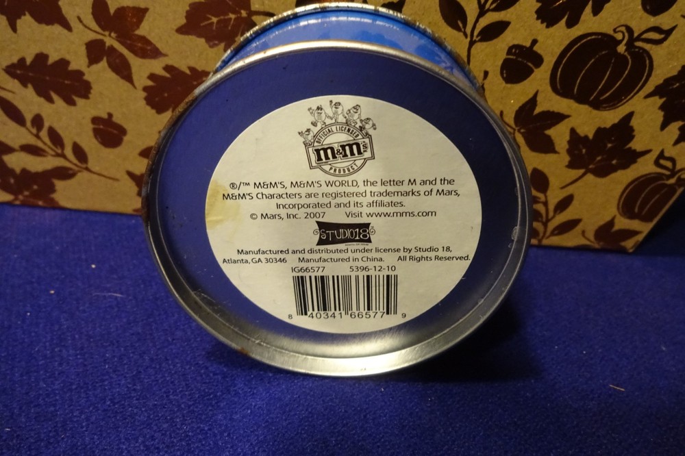 Empty M&M's BLUE Candy Tin