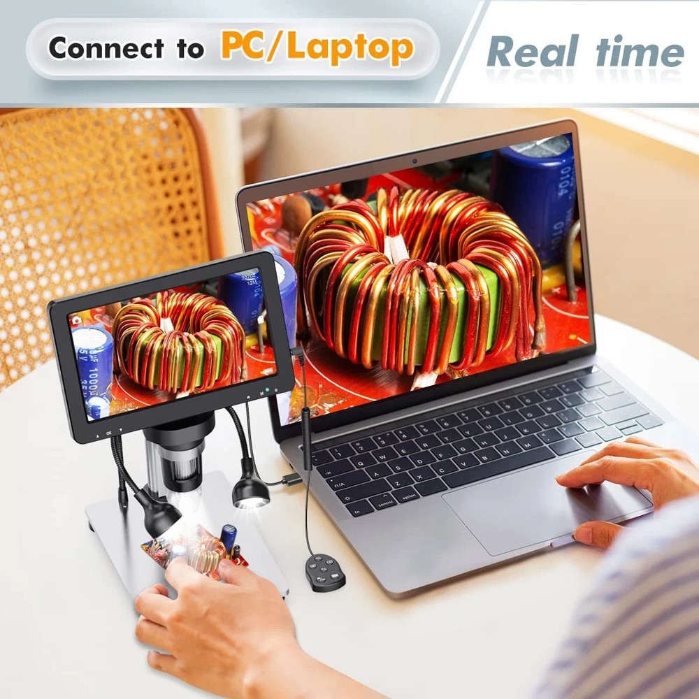 EDM9 7'' LCD Digital Microscope 1200X, 1080P Coin Microscope with Camera Sensor