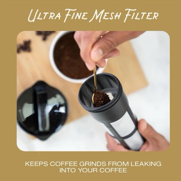 Cold Brew Coffee Maker Ultra Fine Mesh Filter BPA-Free Dishwasher Safe Handle