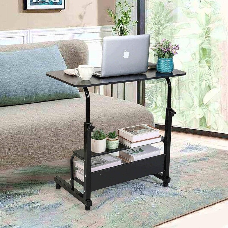 Adjustable Mobile Computer Desk Rolling Table W/ Wheels Home Office Study New