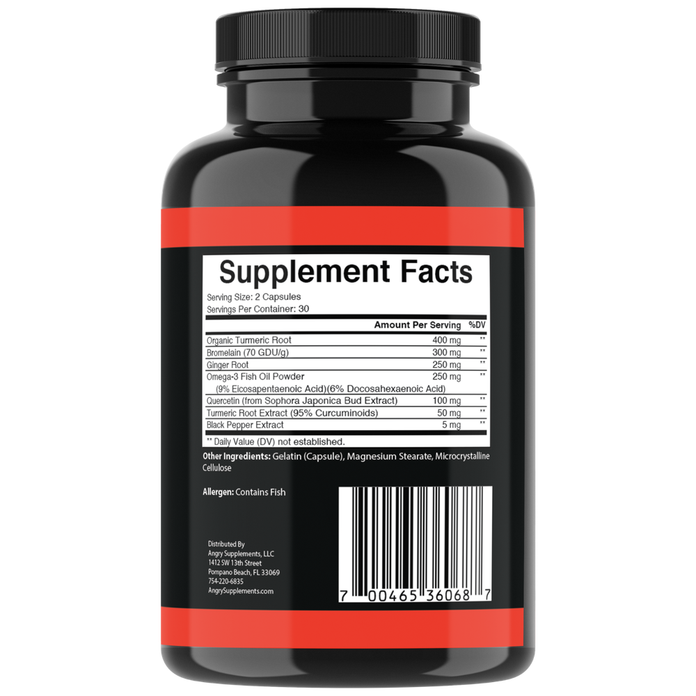 Angry Supplements Natural Turmeric Ginger Maxx, Joint Support Flexibility 3PK