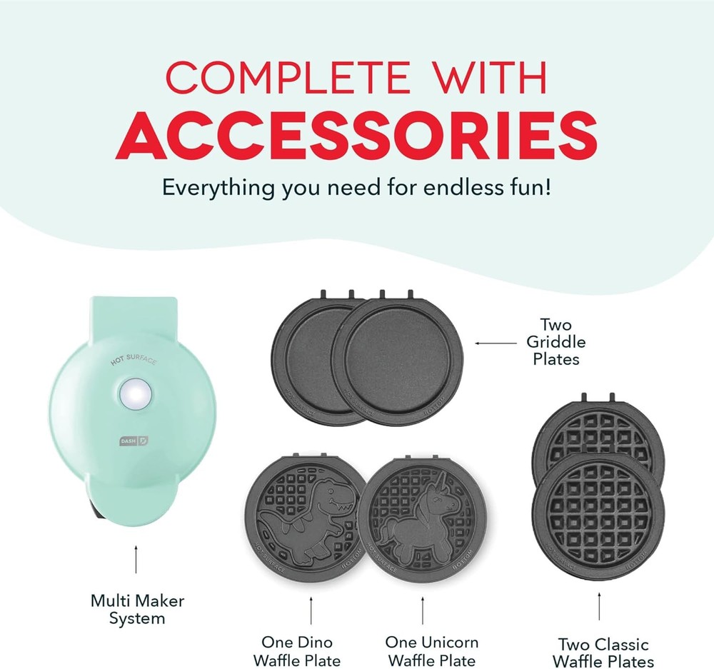 MultiMaker® Mini System Compact Waffle Maker Family Breakfasts Removable Griddle