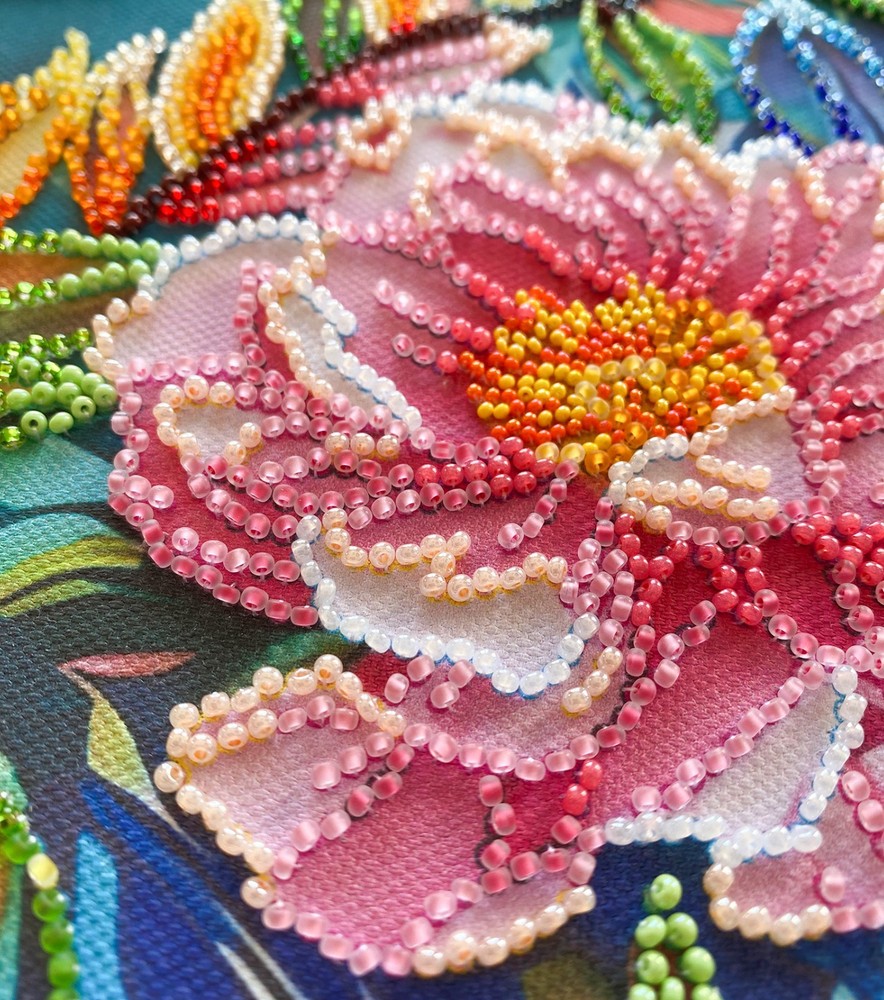 Bead Embroidery Kit DIY "Spring commotion" Beaded Needlepoint Craft Set
