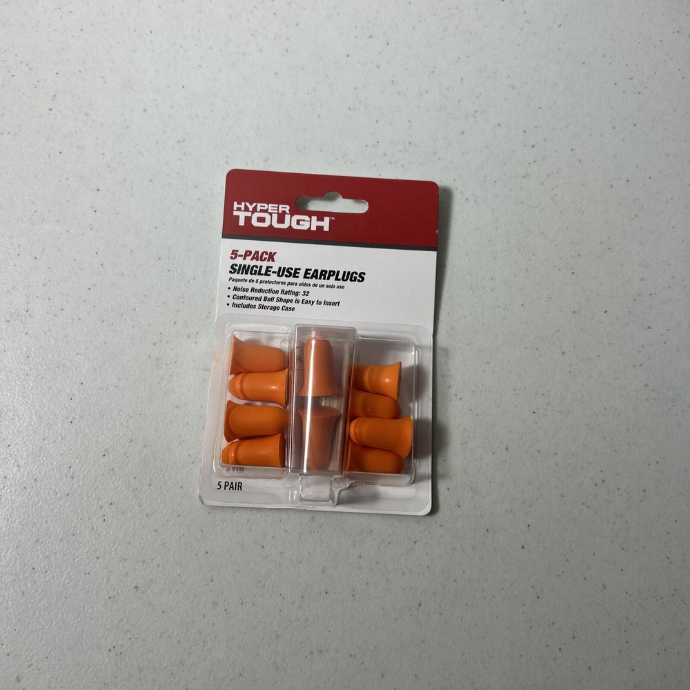 Hyper Tough 5-Pack Single-Use Earplugs 5 Pair HTDEP5 New