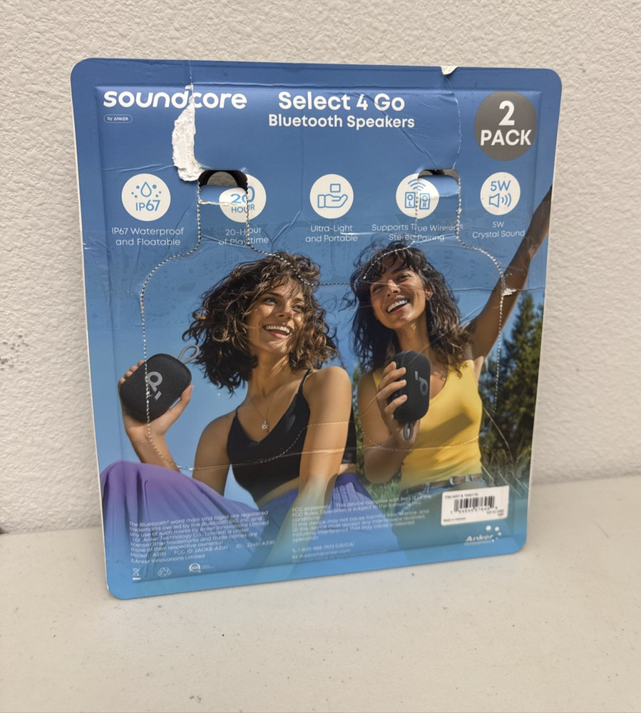 Soundcore Select 4 Go Bluetooth Speaker by Anker (2-pack Bundle) New Open Box