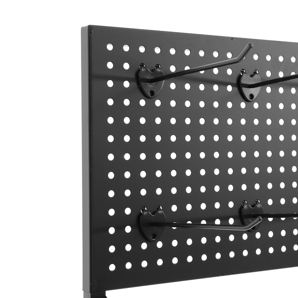 Rolling Retail Display Rack 4 Tier Black Store Merchandise Shelf Unit