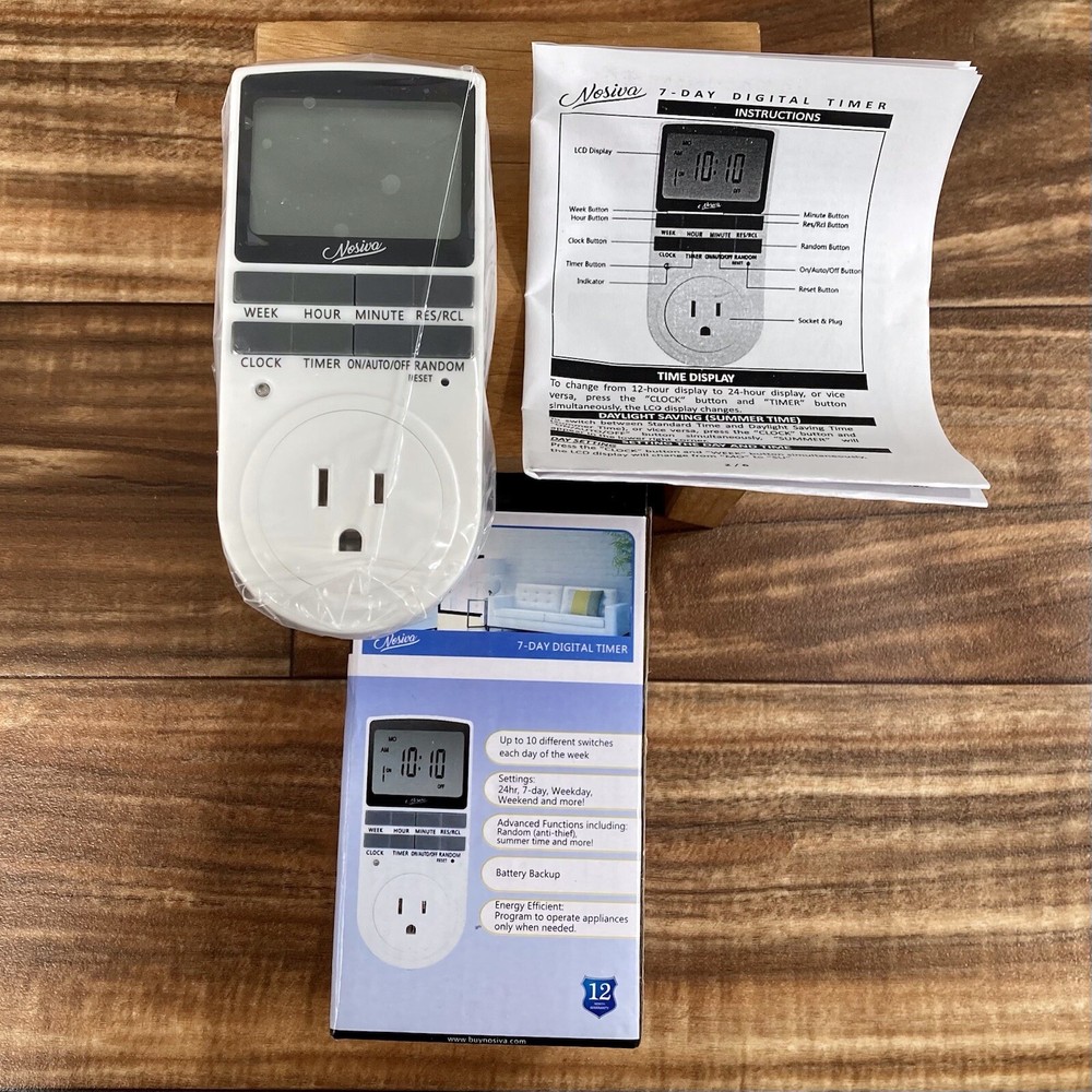 Nosiva 7-Day Digital Programmable Timer Model NDT-01 Energy Efficient New