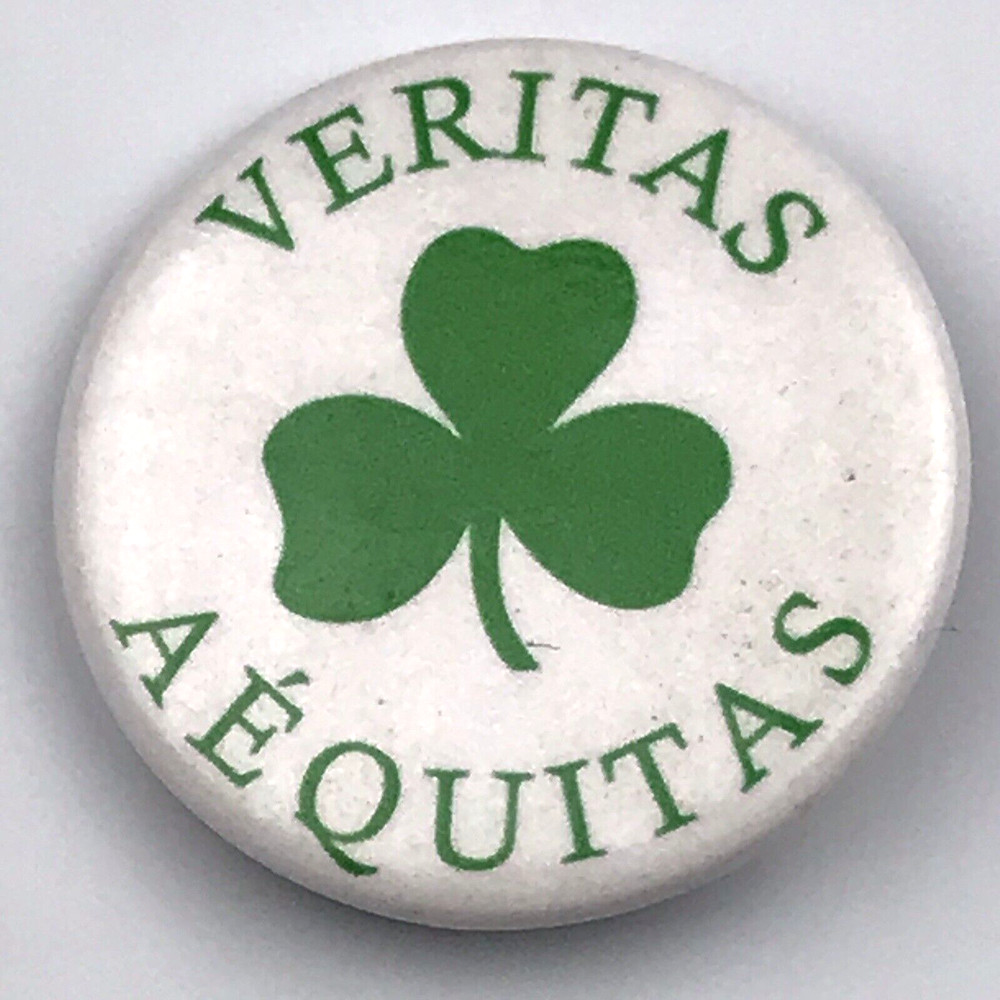 Beritas Aequitas Shamrock Pin Button Pinback