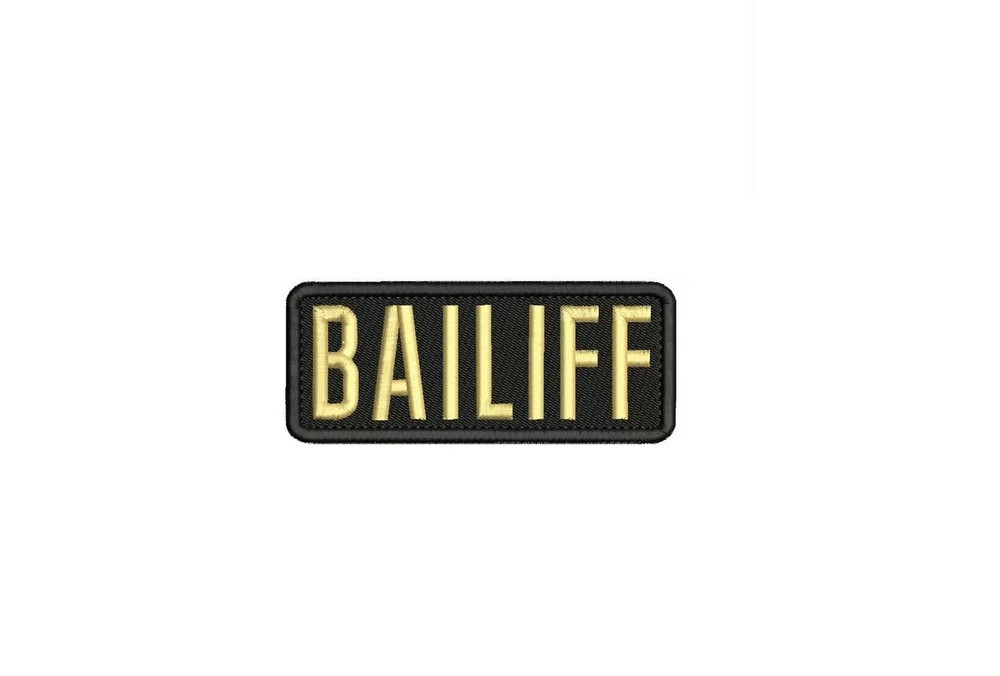 BAILIFF EMBROIDERY PATCH 5X2 HOOK ON BACK BLACK/Tan