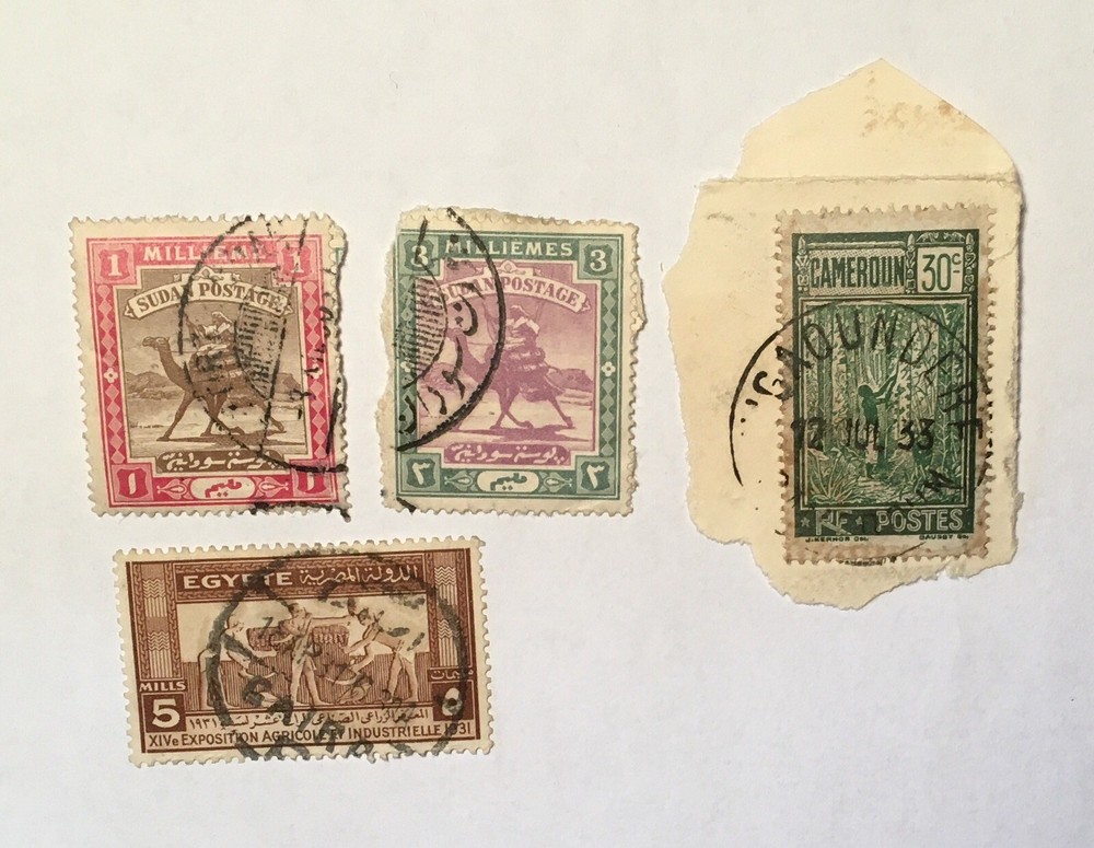 4 Vintage Stamps Cameron, Egypt And 2 Sudan