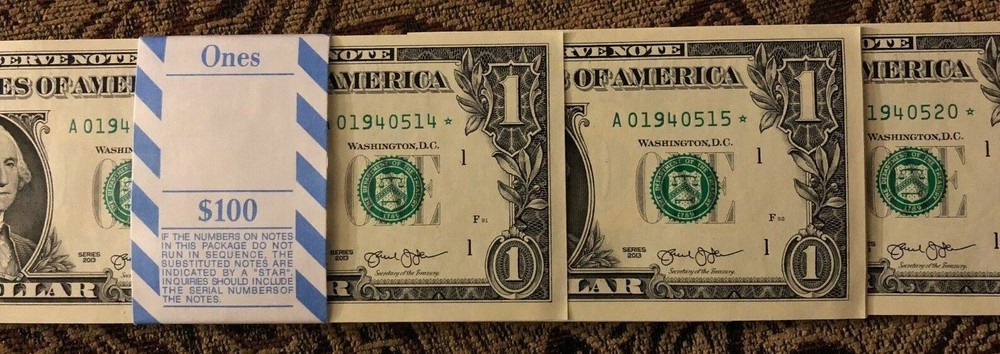 MULTIPLE ERROR THREE (3) ✯ STAR NOTES SEQUENTIAL $1 Dollar UNC CRISP from BEP