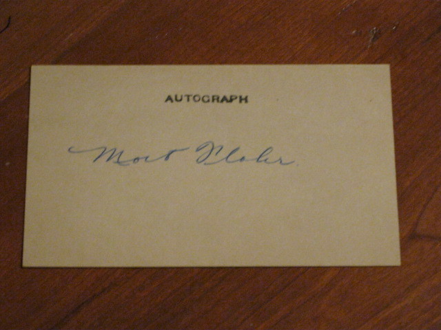 Mart Flahr Autographed Index Card JSA Auction Certified