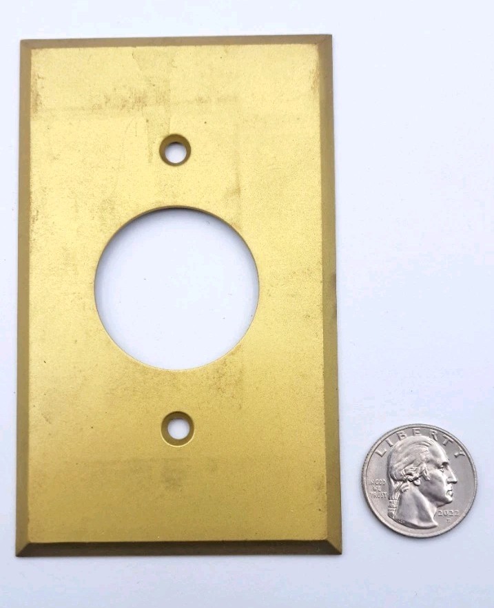 Vintage Brass Round Outlet Socket Wall Cover Plate Rectangle Old Hardware