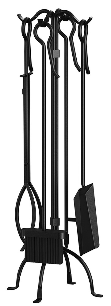 5-Piece Fireplace Tools Set, Heavy Duty Wrought Iron Fire Place Toolset, Black