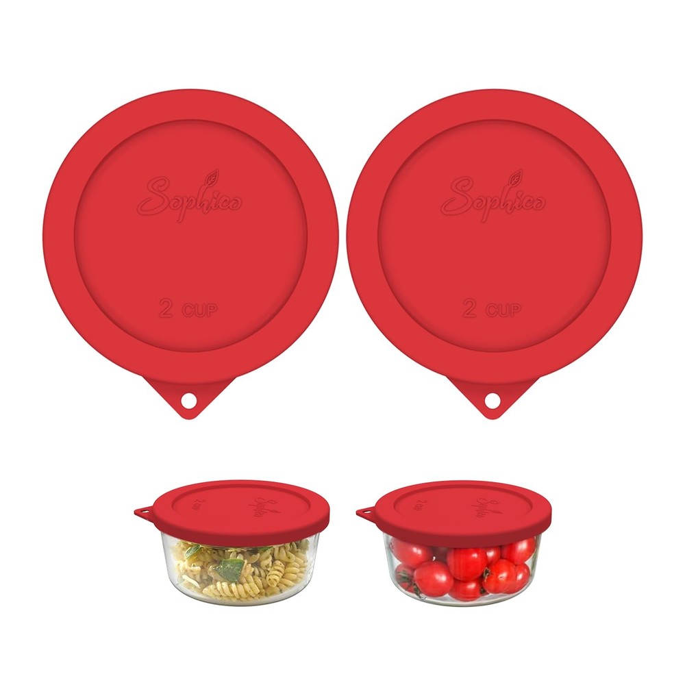 Sophico 2 Cup Round Silicone Storage Cover Lids Replacement for Anchor Hockin...