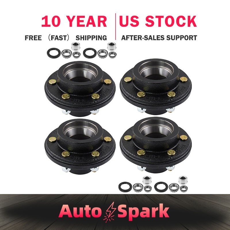 4pcs Trailer Hubs Convert Mobile Home with Bearings 6000# 6 Lug 6x5.5 Idler Axle