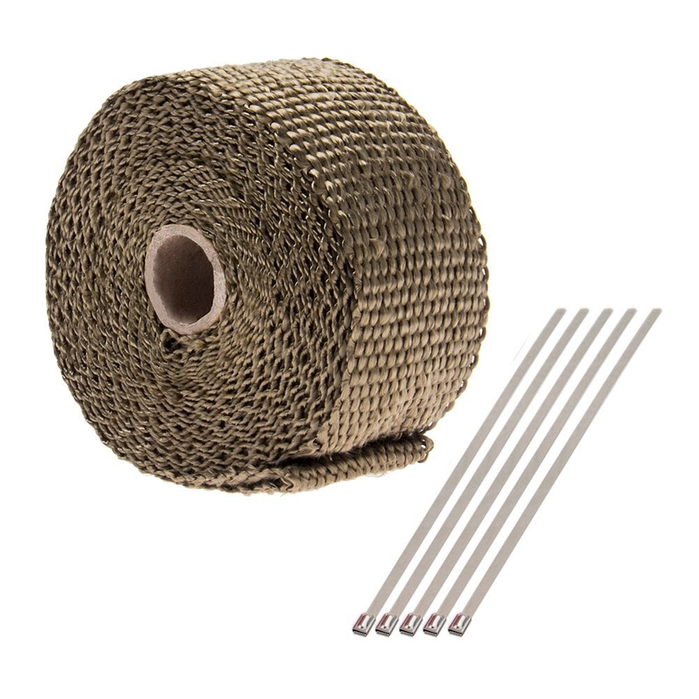High temperature 50mm*5M Exhaust Heat Header Wrap Roll Titanium W/ fixed 5 ties