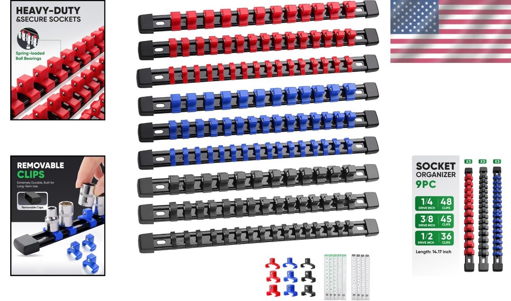 Lightweight Socket Organizer, 129 Socket Capacity