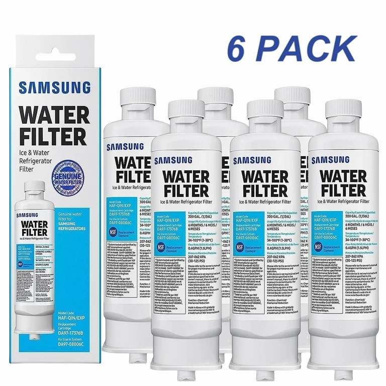 6 Pack Samsung DA97-17376B HAF-QIN/EXP Refrigerator Water Filter Replacement