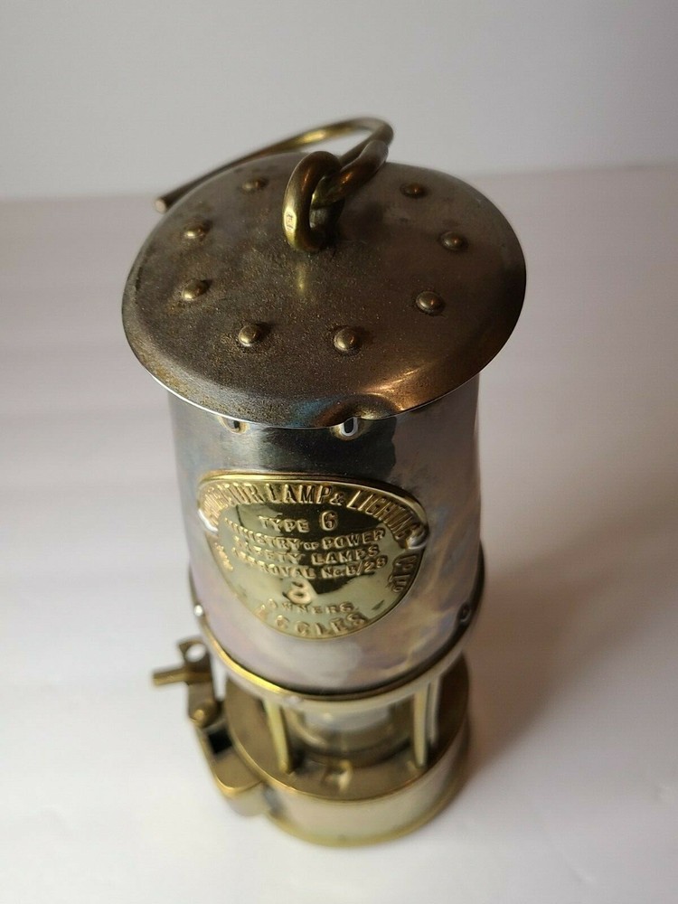 Antique Eccles Protector/Miners/Davy Lamp- Type 6- Brass- 1963