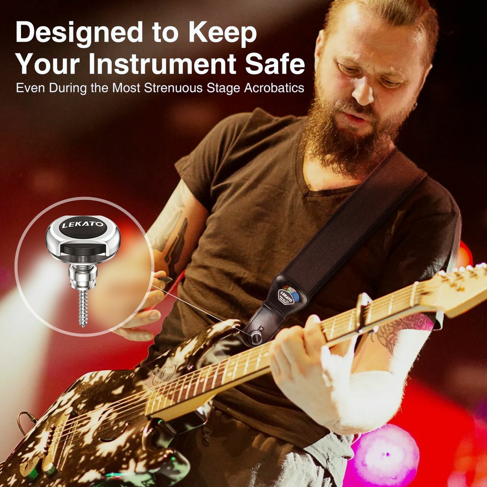 LEKATO Guitar Strap Button Locks Quick Release Security Retainer Anti-Rust Metal