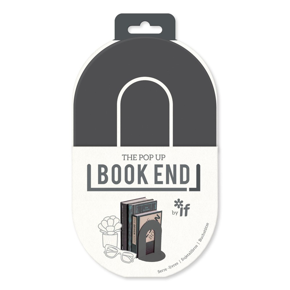 IF Pop Up Book End Charcoal Standard Functional Shelf Organizer Support Set