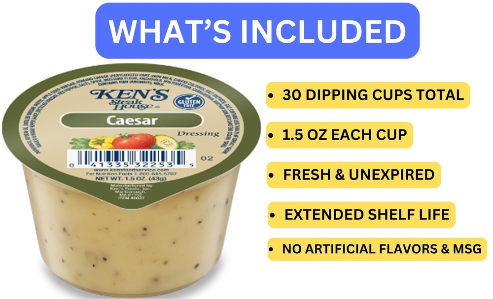 30 Count | Salad Dressing Dipping Sauce Portion Cups | Single Serve Packets