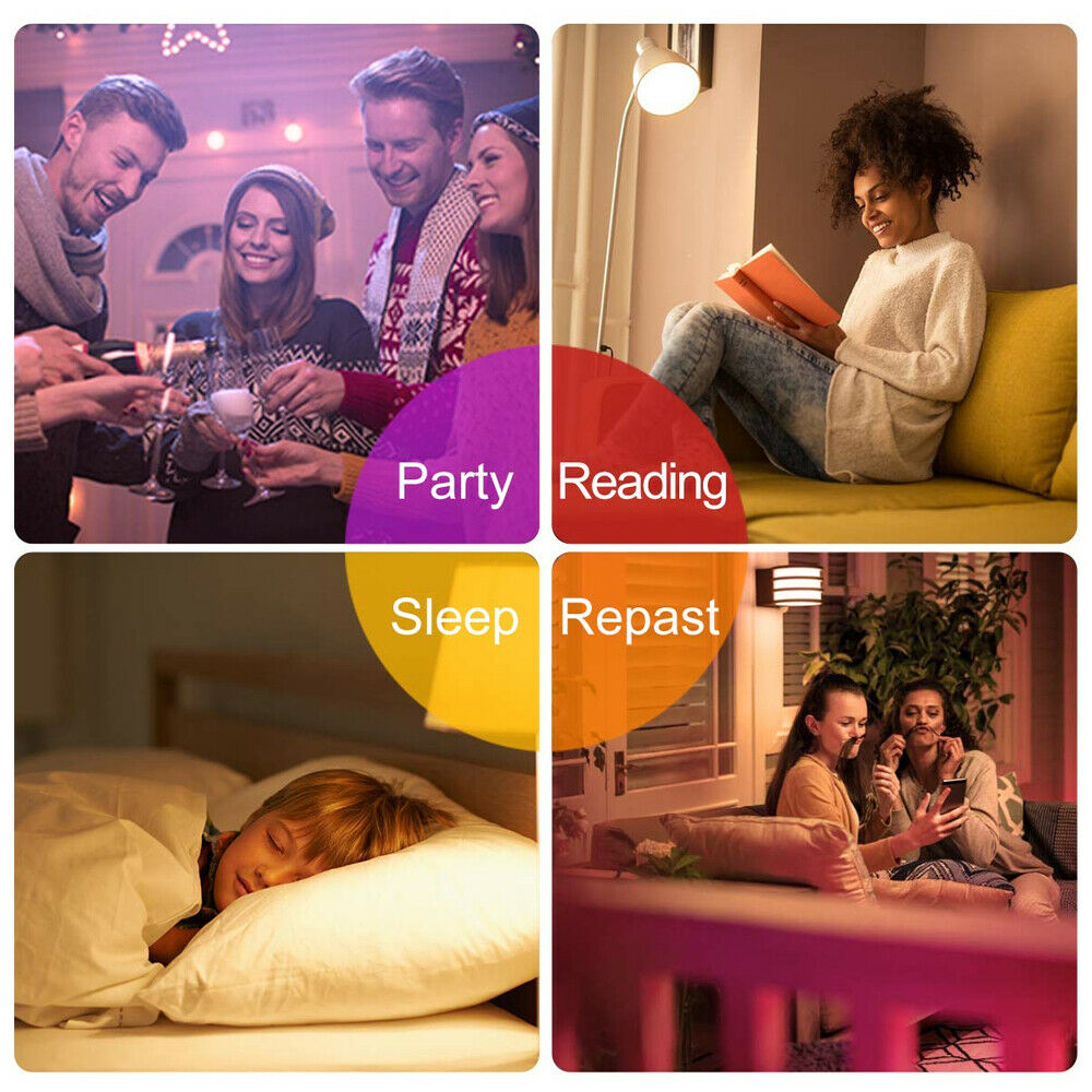 [4-Pack] Color Changing Light RGB LED Bulbs Dimmable Party Lights Remote Control