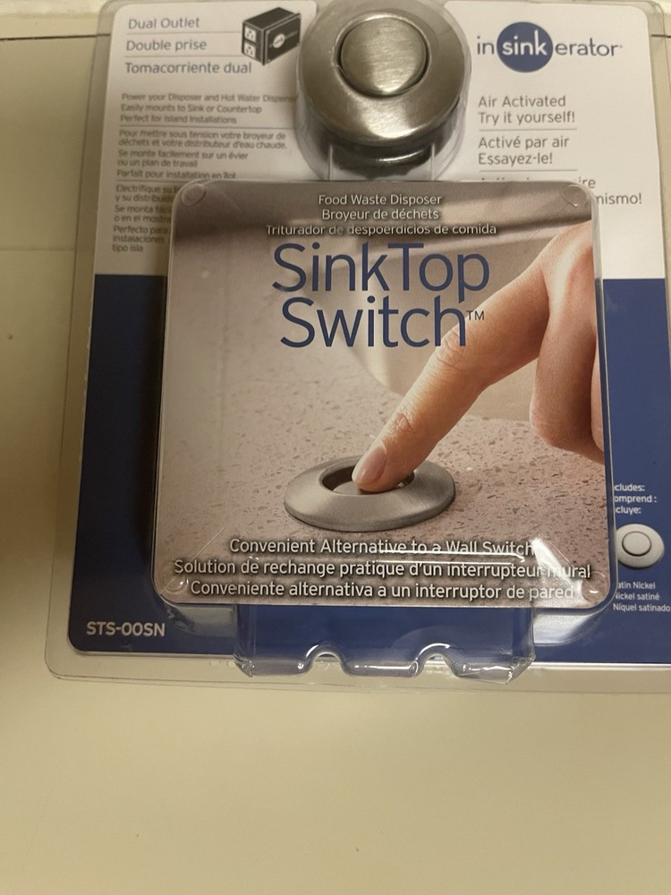 InSinkErator STS-OOSN SinkTop Satin Nickel Button Dual Outlet Switch New