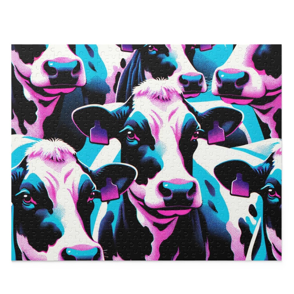 Puzzle 500-Piece Psychedelic Cow Pattern Art Farm