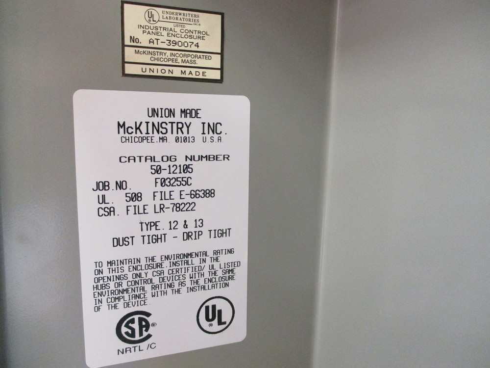 *NEW* McKINSTRY INC. 50-12105 INDUTRIAL CONTROL PANEL ENCLOSURE