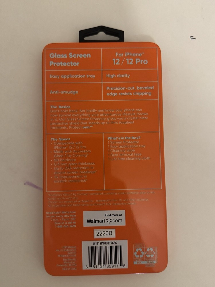 Protect ONN iPhone 12 / iPhone 12 PRO Glass Screen Protector -NEW-