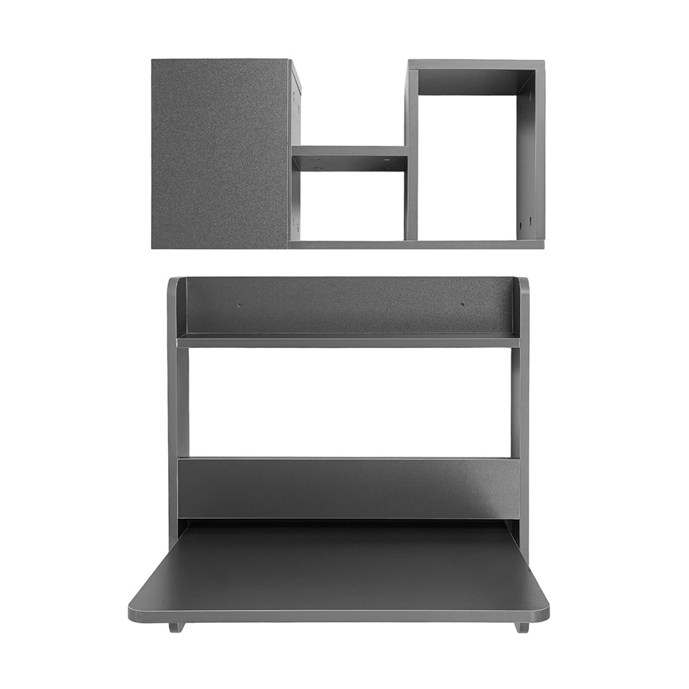 Folding Space Saving Wall Mounted Bookshelf, Fold Down Laptop Desk Workstation