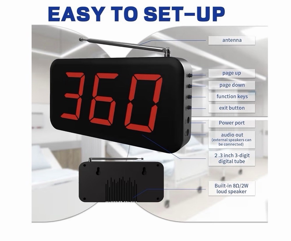 Nurse Call System Wireless Caregiver Pager Call Button 2000Ft Range