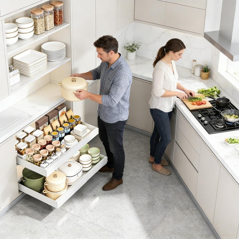 Pull Out Cabinet Drawer Kitchen Organization Adhesive Sliding Tray